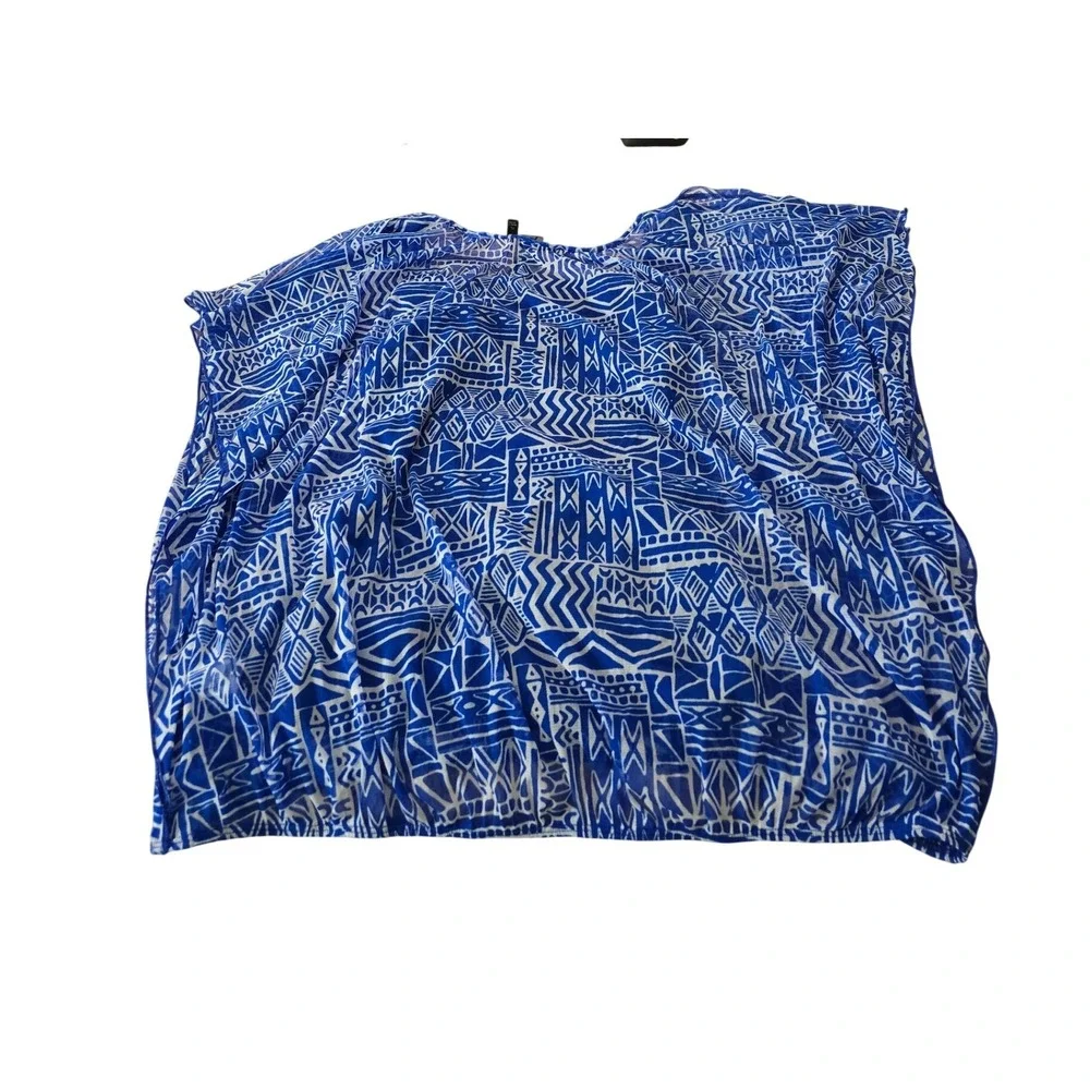 Apt 9 Womens XL Blue‎ White Geometric Layered Bubble Hem Blouse with Camisole